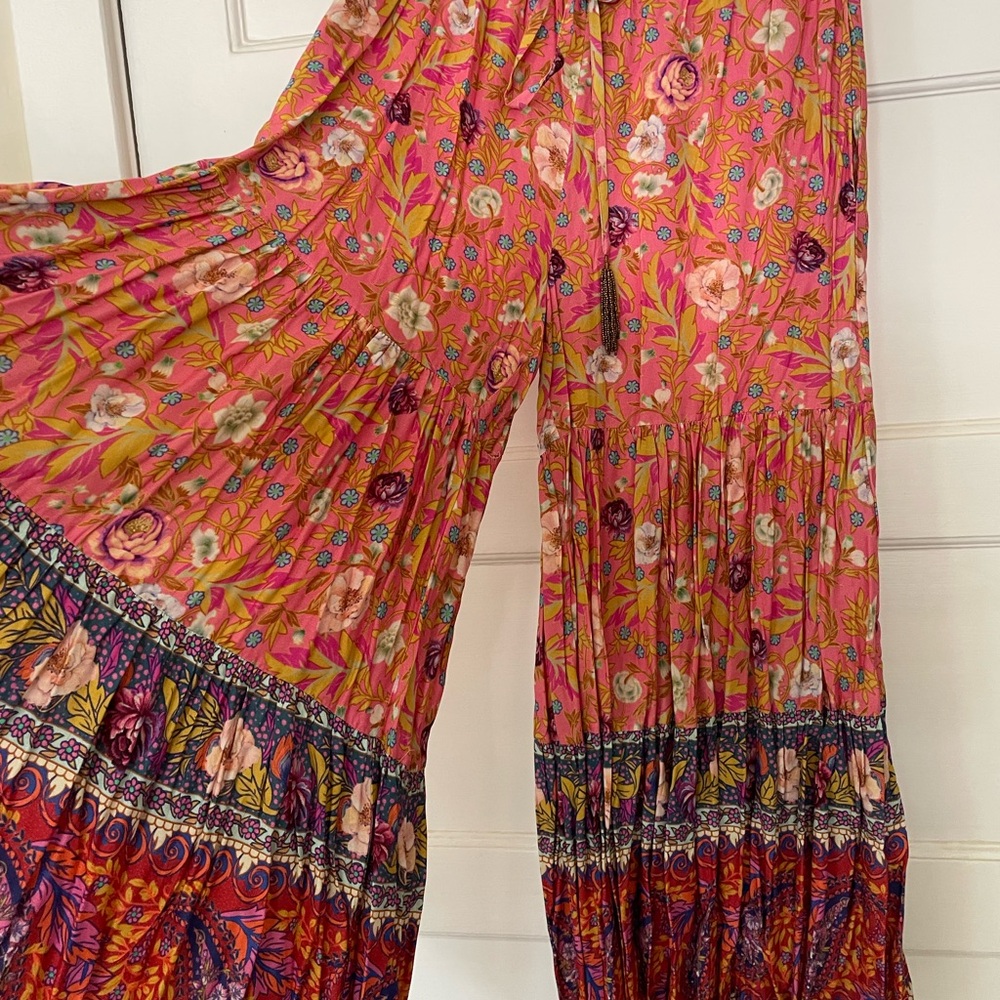 Ararat Floral Coral-Pink Wide-Leg Pants